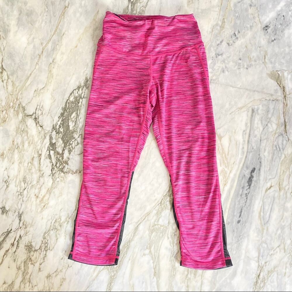 Z BY ZELLA Womens Mesh Cut Out Pink Spacedye Capri Crop High Waist Leggings XS - Picture 3 of 8